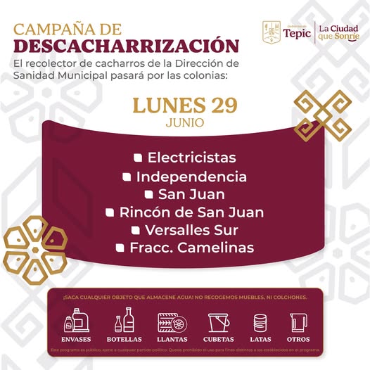 Tepic intensifica la campaña de descacharrización para frena